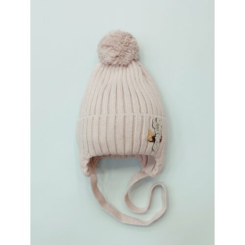 фото Шапка мой ангелок трикотажная, нитевой помпон,, размер 6-9 мес, розовый