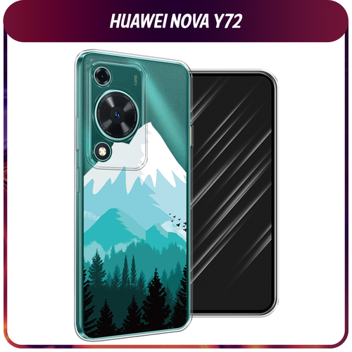 Силиконовый чехол на Huawei Nova Y72 / Хуавей Нова Y72 Синяя снежная гора, прозрачный