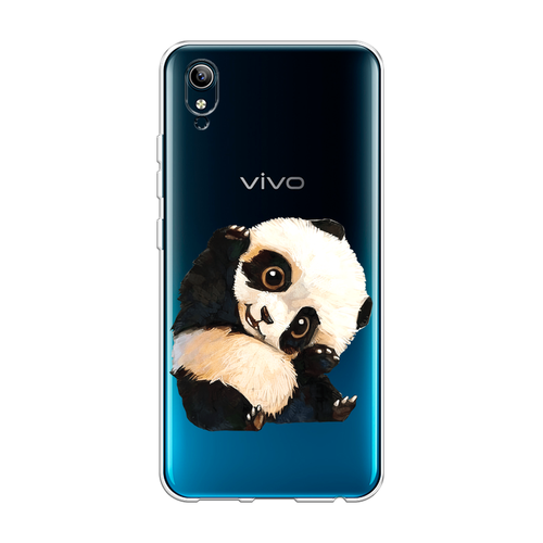 Силиконовый чехол на Vivo Y91c/Y1s / Виво Y91c/Y1s Большеглазая панда, прозрачный