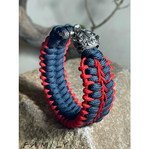 Плетеный браслет, размер 22 см, синий, красный