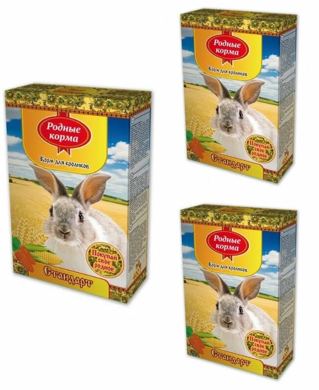 Родные Корма корм для кроликов стандарт, 400 г, 3 шт