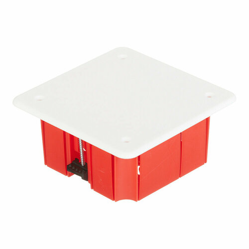 Коробка распределительная Greenel (GE41022-R) для скрытой установки в гипсокартон 92х92х45 мм 10 вводов красная IP20 с крышкой с саморезами