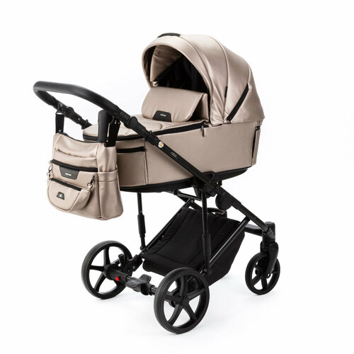 Универсальная детская коляска Adamex Zico NEW Deluxe ZN-SM6 2в1 (Бежевый металлик экокожа)