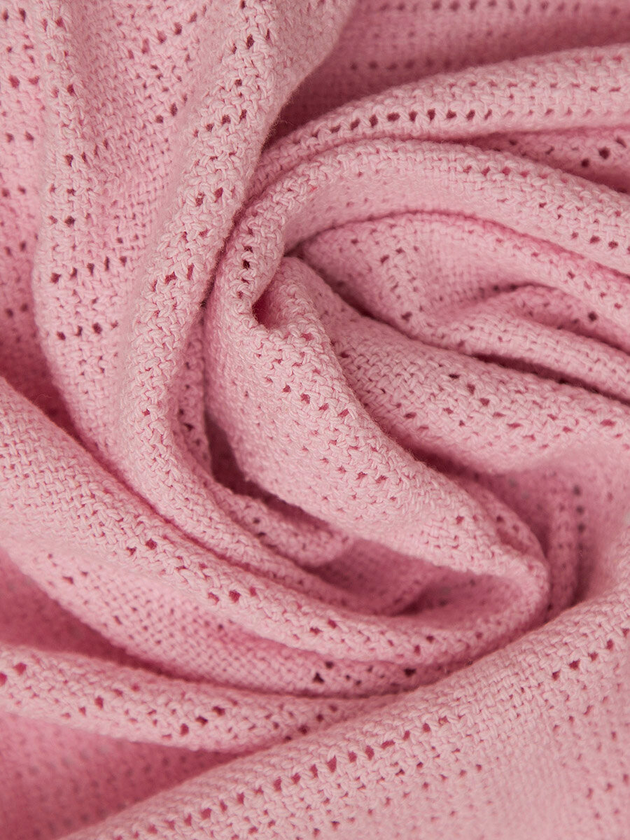 Плед 100х140 для новорожденных вязанный розовый