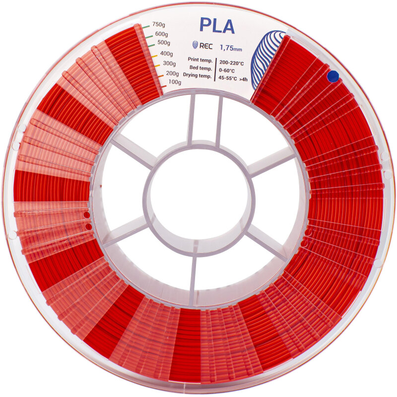 Катушка PLA пластик REC 1.75мм красный