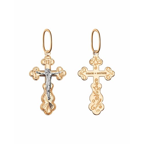 Крестик Tosya, красное, комбинированное золото, 585 проба крестик aquamarine крест из золота 22923а красное золото 585 проба