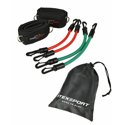 Латеральный эспандер для ног ITEX SPORT трубчатый эспандер с манжетами нагрузка до 30 кг Мешочек для хранения и переноски в подарок 1650₽
