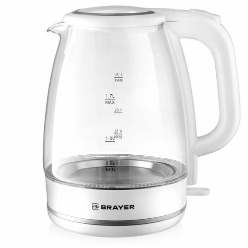 Чайник BRAYER 1030BR-WH2200 Вт 17 л стекл корп подсветка 1673232 397300₽