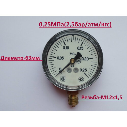 Манометр D63-025МПа 25 бар 895₽