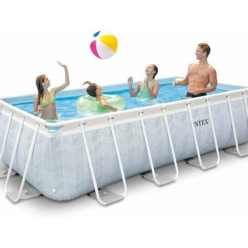 Каркасный бассейн INTEX 26780 Chevron Prism Frame Rectangular Premium Pool 4.00 х 2.00 х 1.00 м бассейны intex бассейн каркасный круглый prism frametm 549х122 см