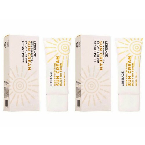 Lebelage Крем солнцезащитный High Protection Daily no sebum Sun cream Spf 50+, Pа+++, 50 мл, 2 шт. солнцезащитный крем spf 50 pa tiam daily sun care cream 50 мл