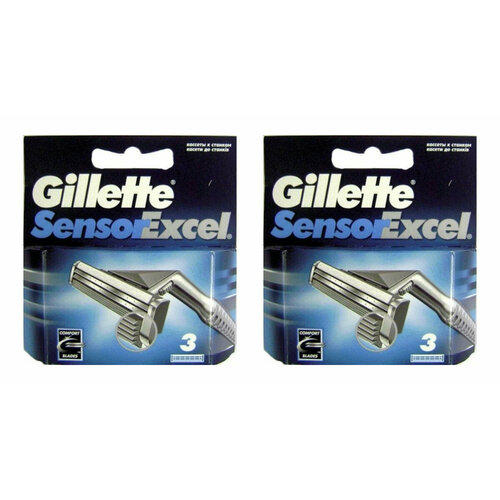 Сменные кассеты Gillette, Sensor Excel, 3 шт, 2 уп.