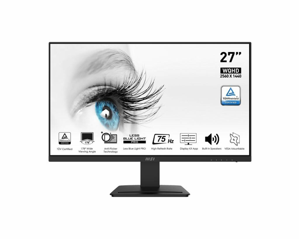 Монитор MSI PRO MP273QV 27" 2560x1440, 75Hz, VA, 9S6-3PB6CH-028, черный