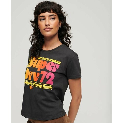 Футболка Superdry 70'S RETRO FONT GRAPHIC TEE, размер 14, черный, оранжевый