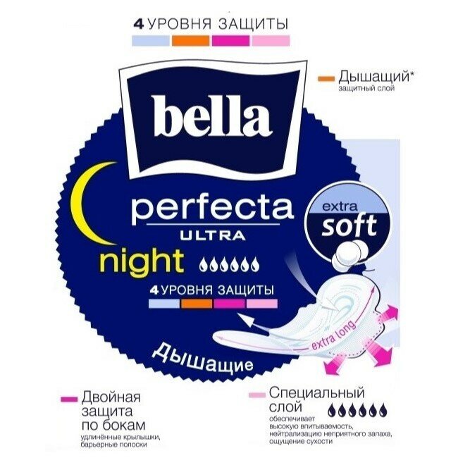 Прокладки ультратонкие Bella Perfecta Ultra Night, 7шт. - фото №11