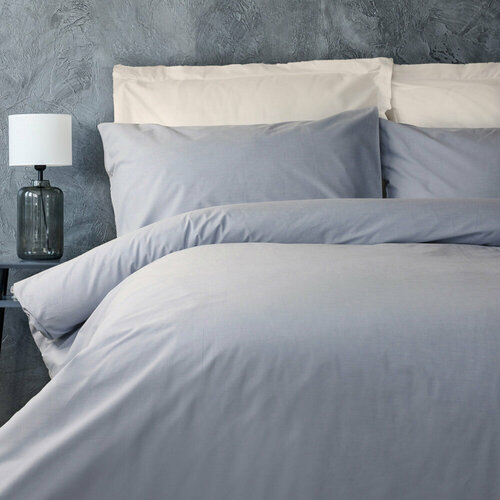 BY COLLECTION Комплект постельного белья шамбре евро 100 хлопок голубой 14392₽