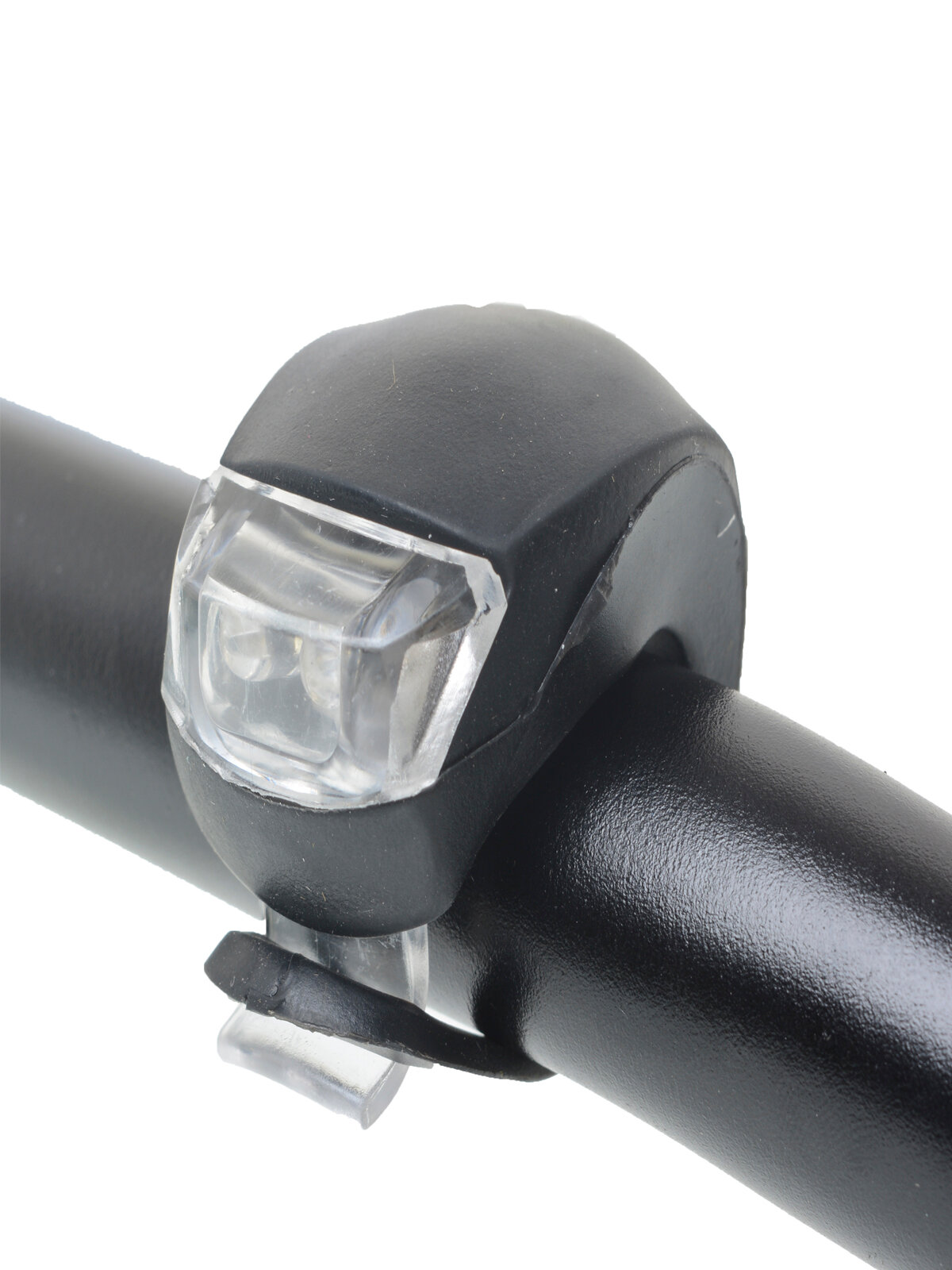 Фонарь LED в силиконовом корпусе на руль велосипеда скутера на шлем питание от батареек черный