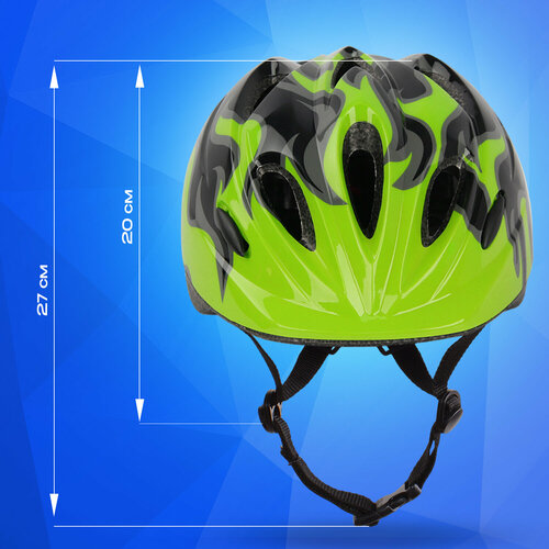 Шлем детский Flame черный/зеленый с регулировкой