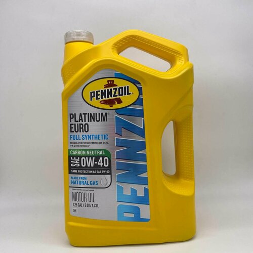 Масло моторное синтетическое PENNZOIL PLATINUM EURO Full Synthetic 0W-40 Motor Oil 473 л 11370₽