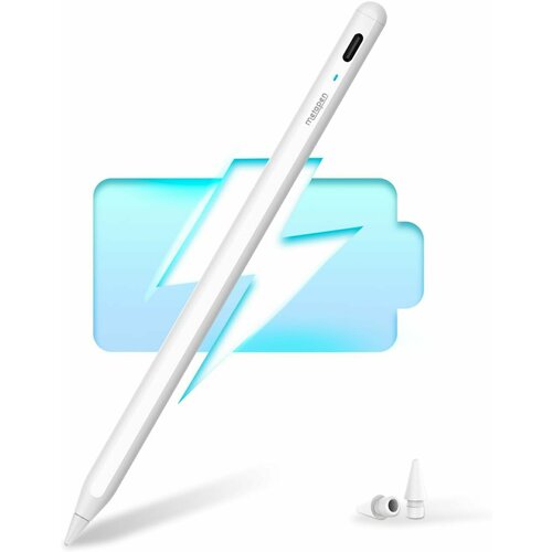 Стилус для iPad 2018-2024 Metapen Pencil A8 + 2 наконечника, белый стилус wiwu pencil l palm rejection stylus pen for ipad after 2018 white