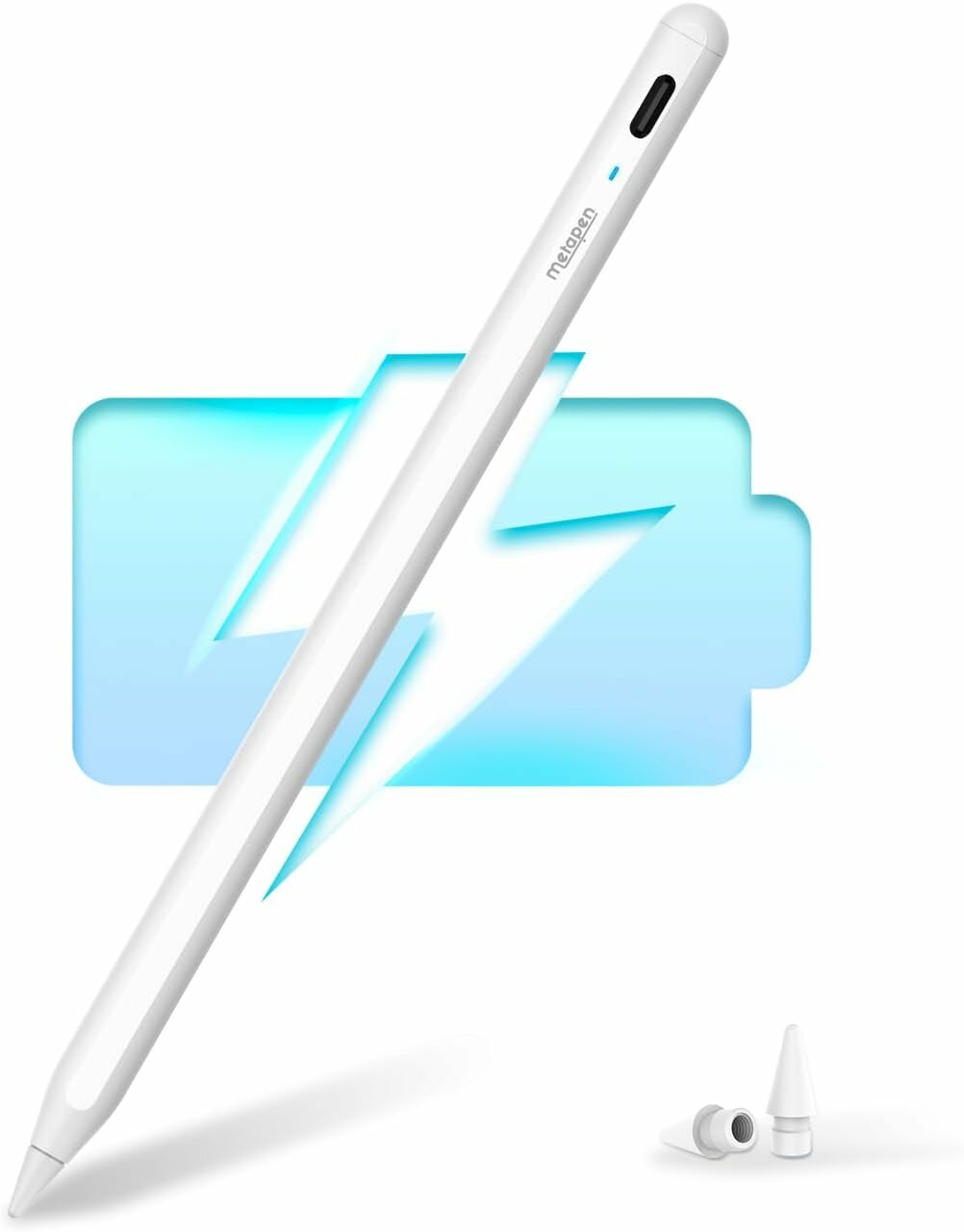 Стилус для iPad 2018-2024 Metapen Pencil A8 + 2 наконечника белый