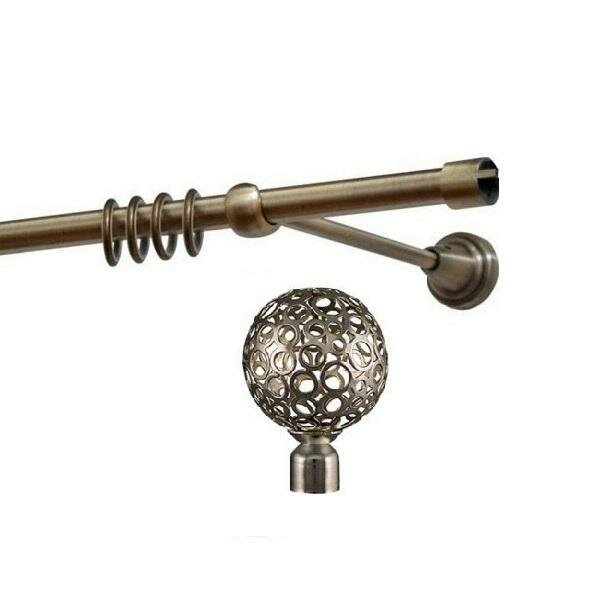 фото Карниз кованный раздвижной Ажур 1-но рядный d16/19 мм антик-золото 1,6-3 м