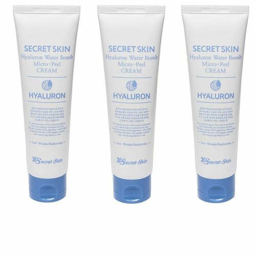 Secret Skin, Крем для лица с гиалуроновой кислотой Hyaluron Water Bomb Micro Peel Cream, 70 мл, 3 шт