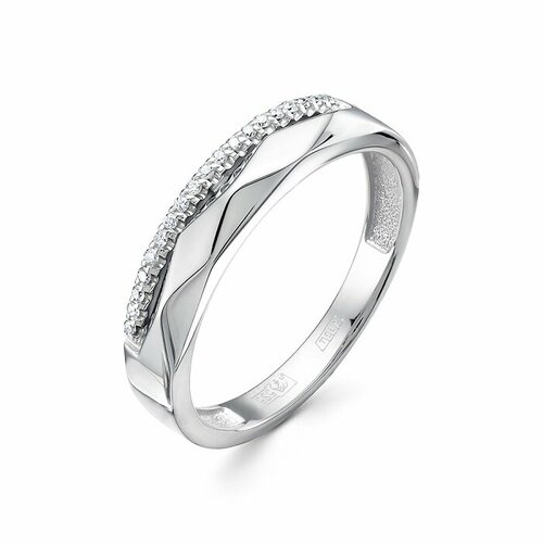 Кольцо ПЕРВАЯ БРИЛЛИАНТОВАЯ, белое золото, 585 проба, бриллиант, размер 16