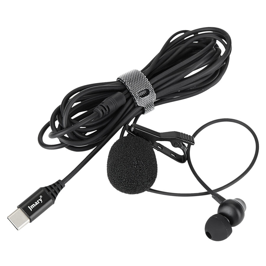 Микрофон JMARY MC-R6, петличный, Type-C, 1 м, черный