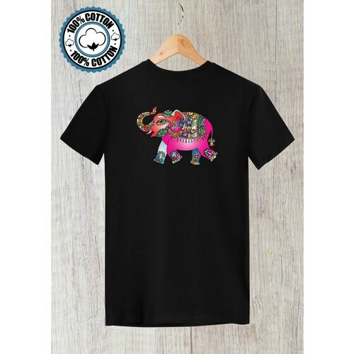 Футболка индийский слон узоры elephant, размер S, черный мужская футболка милый индийский слон s черный