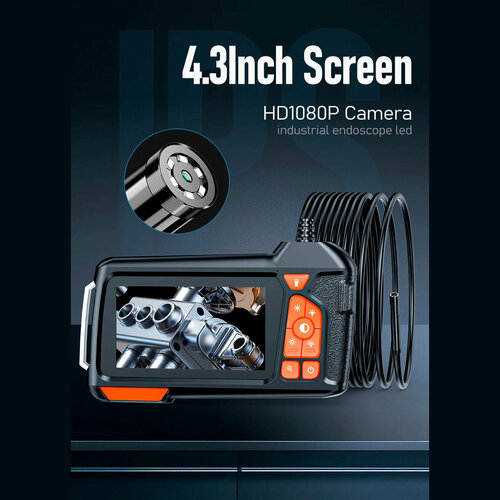 видеоэндоскоп с экраном 2 метра с камерой 3 9 мм бороскоп Диагностическая автомобильная камера-эндоскоп с монитором и кабелем камеры 5 метров