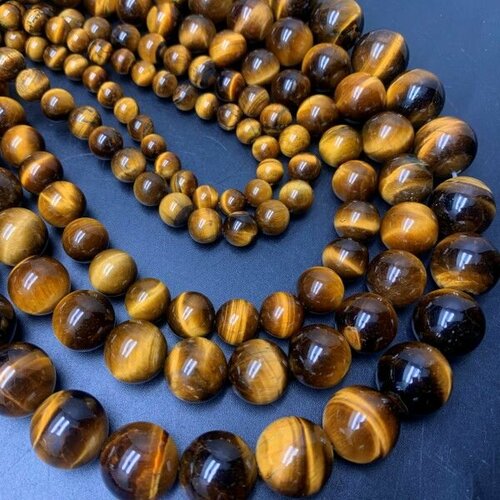 Каменные бусины Тигровый глаз шарик гладкий 6 мм длина нити 38 см 660₽