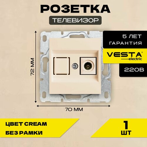 Розетка Vesta-Electric Roma Cream для TV без рамки
