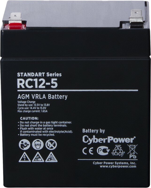 RC 12-5, Батарея аккумуляторная для ИБП CyberPower Standart series RС 12-5, Аккумуляторная батарея SS CyberPower RC 12-5 / 12 В 5 Ач