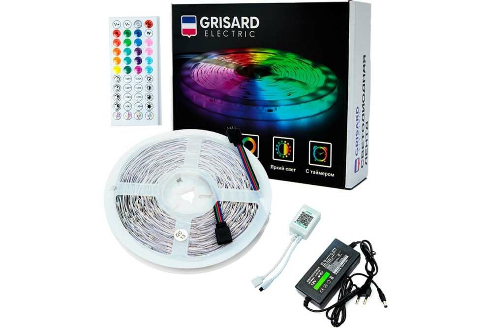 Grisard Electric Лента светодиодная rgb led 10 метров многоцветная с пультом GRE-002-0122 .