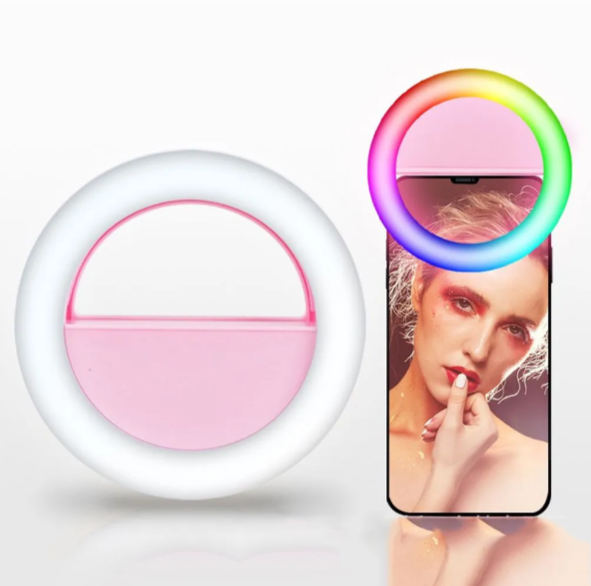 фото Мини-клипса для смартфона с кольцом для селфи RGB светодиодная подсветка Beauty