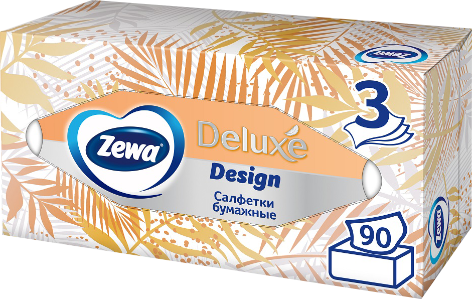 Салфетки для лица Zewa Family Дизайн 3 слоя 90шт