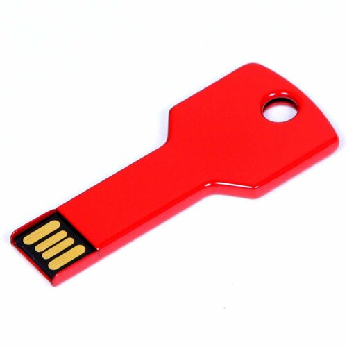 Металлическая флешка Ключ для нанесения логотипа (4 Гб / GB USB 2.0 Красный/Red KEY)