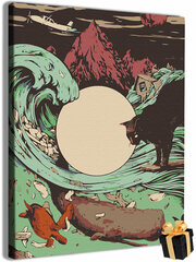 Картина по номерам "Закат на море и черный кот" холст на подрамнике 40х50