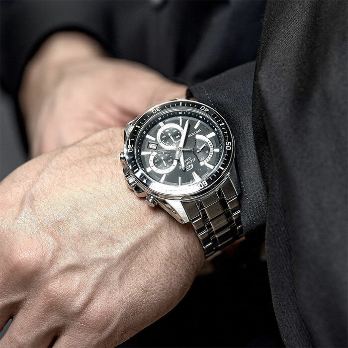 Наручные часы CASIO Edifice, серебряный, черный — фото 1