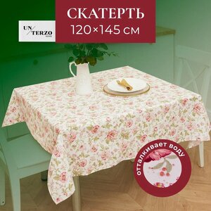 Скатерть на стол для кухни 145х120 см, водоотталкивающая с пропиткой, тканевая