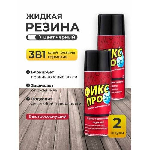 Жидкая резина фикс про 3 в 1, черного цвета 2шт.