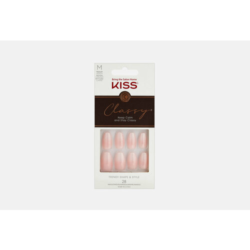 Набор накладных ногтей с клеем средней длины KISS NEW YORK Professional, Exquisite classics 28мл набор накладных ногтей с клеем короткой длины kiss new york professional pink dust 24 шт