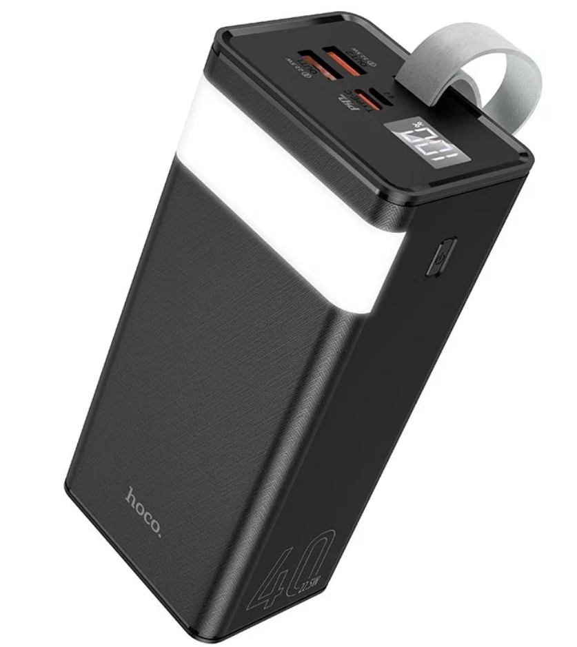 Аккумулятор внешний HOCO J86, Powermaster, 40000mAh, пластик, дисплей, 2 USB выхода, Type-C, QC3.0, PD3.0, 3,0А, цвет: чёрный