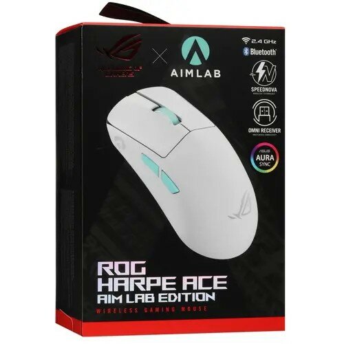 Мышь беспроводная ASUS ROG Harpe Ace Aim Lab Edition, 36000dpi, Bluetooth/ Wireless USB, RGB, Белый 90MP02W0-BMUA10 - фото №9