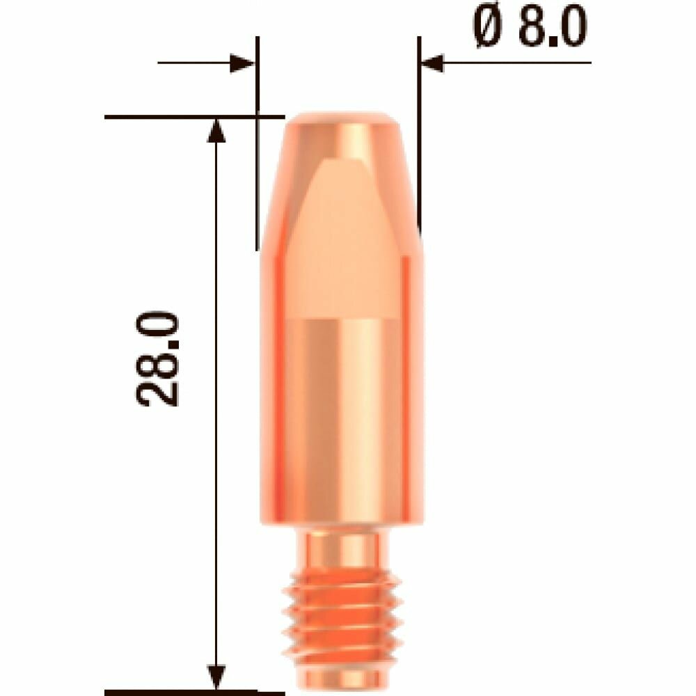 Наконечник контактный ECU (10 шт 0.8 мм M6 28 мм) FUBAG FB. CTM6.28-08