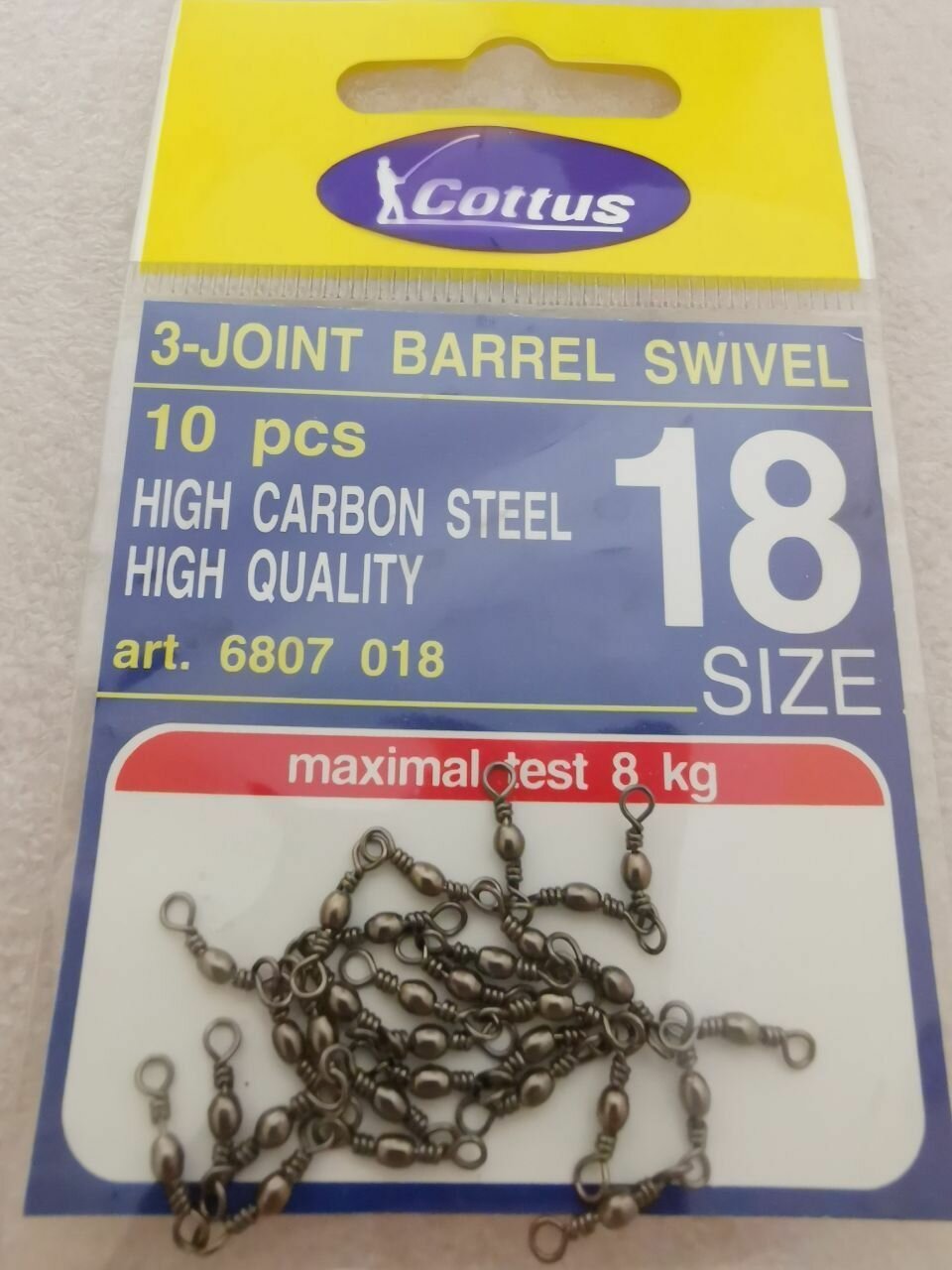 Цепочка из трех карабинов COTTUS 3-Joint Barrel Swivel #18 (10шт,8кг)