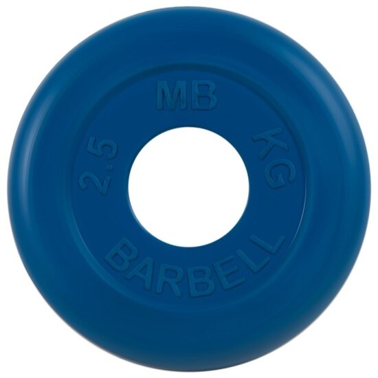 Диск MB Barbell d 51 мм обрезиненный, цветной 2,5 кг (синий)