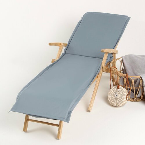 Подушка на шезлонг Этель 55х1902 см цвет серо-голубой оксфорд с вмго 100 полиэстер 2657₽