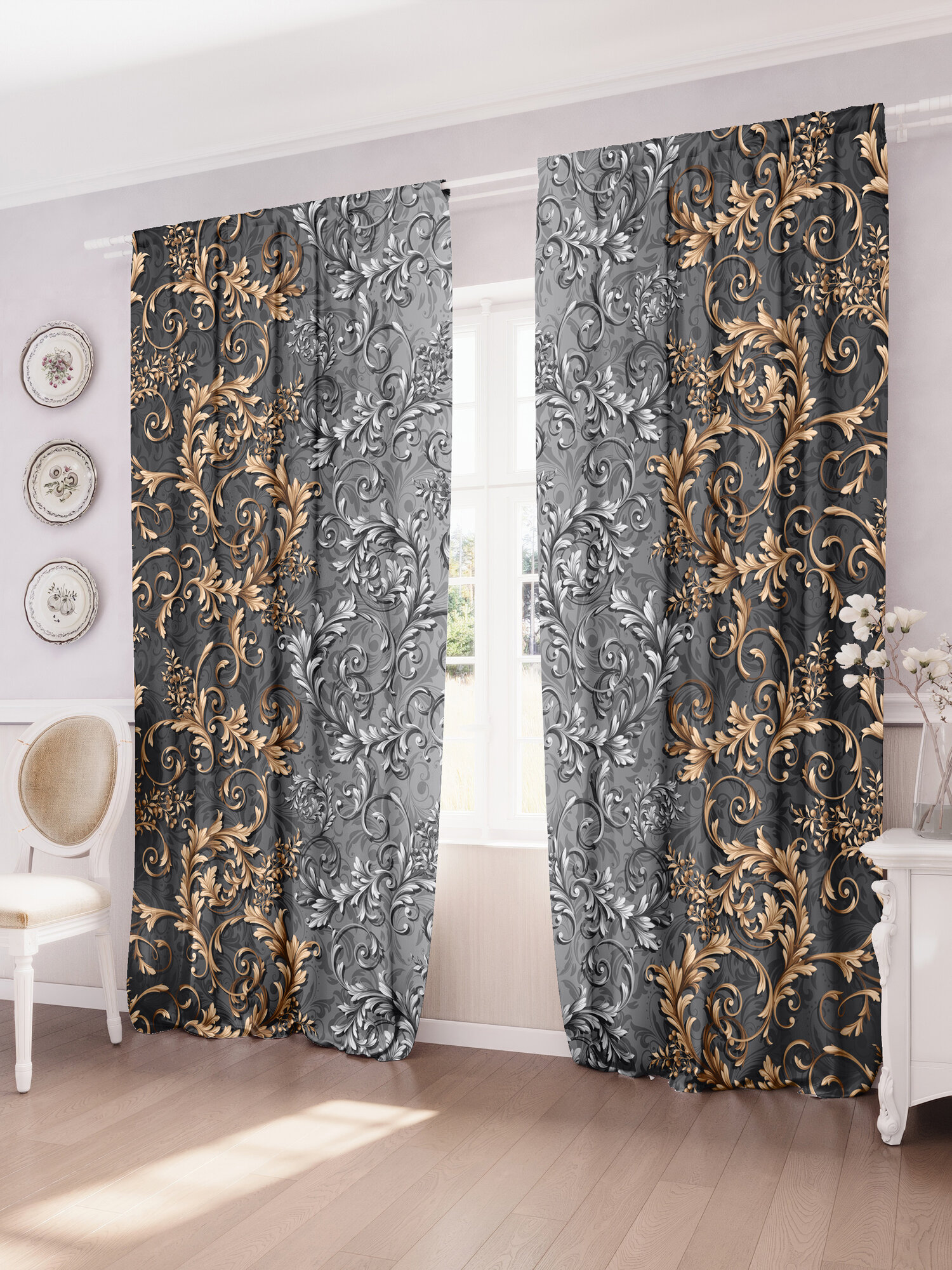 фото TEXWAY Комплект красивых декоративных занавесок 145х260 см, 2 штуки 767H